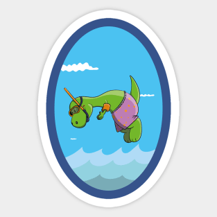 Diving Dinosaur Sticker